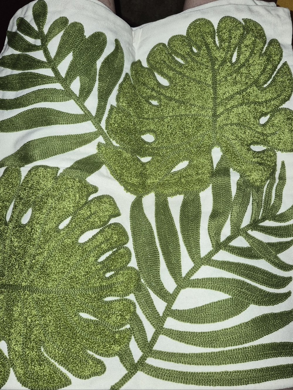 Tropical Leaf Embroidered Pillow Covers